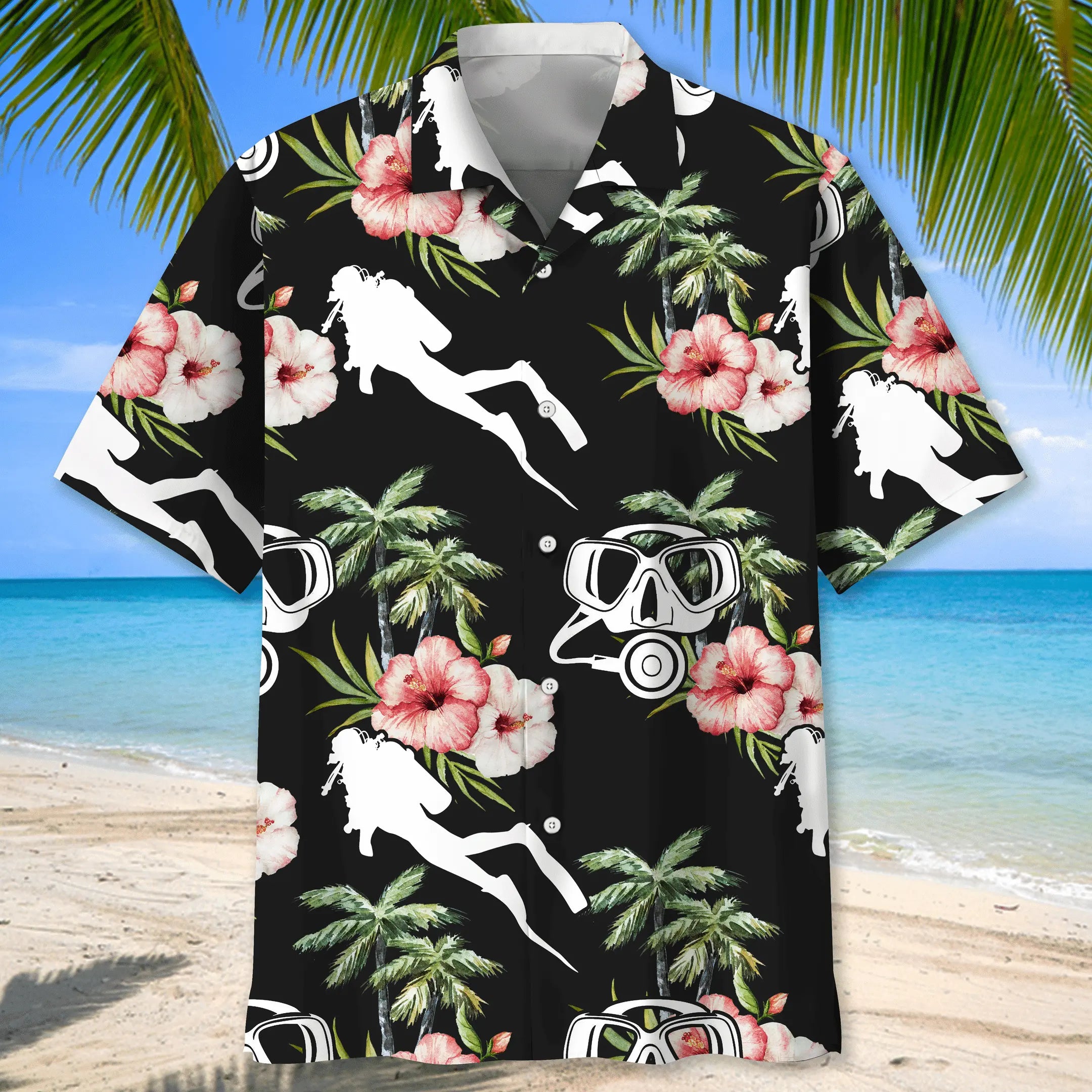 Scuba Diving Nature Flower Hawaiian Shirt